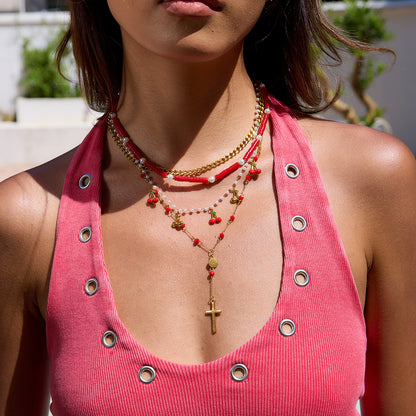 Titanium Steel Cross Long Necklace Light Luxury High-end Y-shaped Chain Stainless Steel Jewelry Sweater Chain