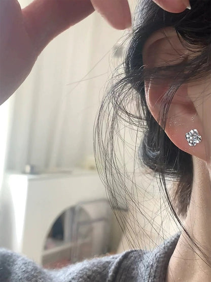 Sterling Silver s925Shining Dragon Scale Crushed Ice CNC Craft Lucky Four-Leaf Clover Earrings for Women New Hot-Selling High-End Earrings