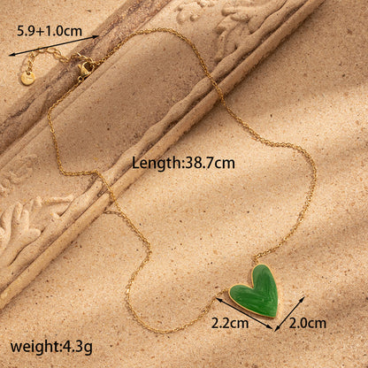 gold plated Titanium Steel Simple Versatile Stainless Steel Oil Painting Heart necklace