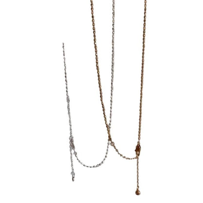 Pure Silver S925 Real Gold Plated Laser Bead Necklace Clavicle Chain Light Luxury High-end Exquisite Design Jewelry