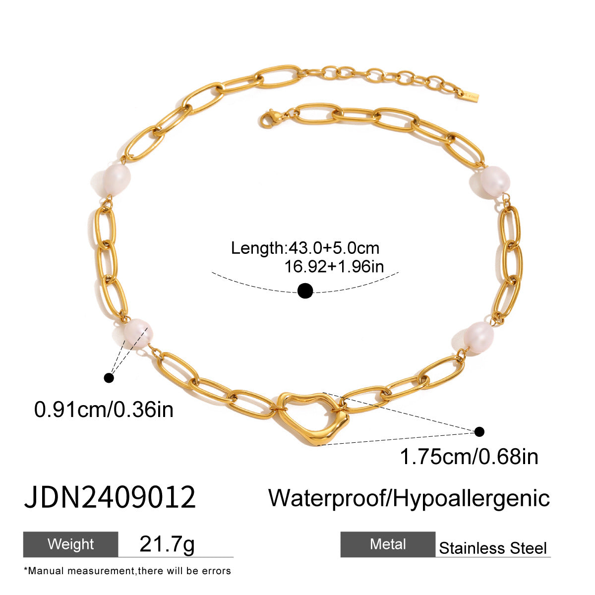 18k Stainless Steel Pearl Necklace High-end Clavicle Chain Niche Ins Bracelet Titanium Steel Jewelry