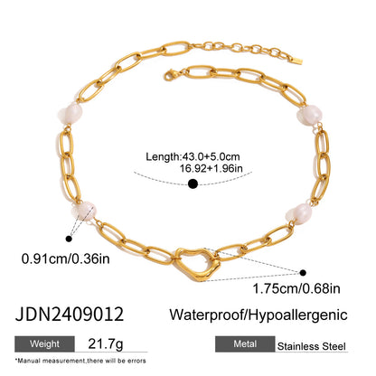 18k Stainless Steel Pearl Necklace High-end Clavicle Chain Niche Ins Bracelet Titanium Steel Jewelry