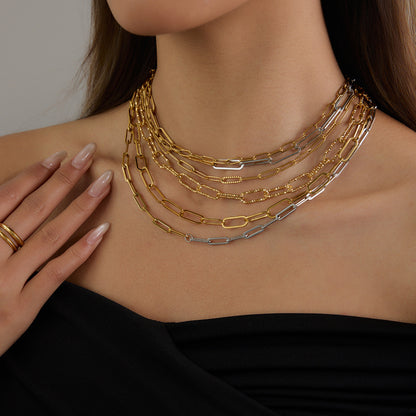 Stainless Steel Chain Titanium Steel Non-Fading Necklace for Women, Niche High-End Accessories, Light Luxury High-End Jewelry