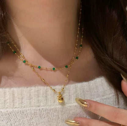 Light Spring Botanical Retro Emerald Fairy Necklace Light Luxury Retro Elegant High-End Palace Style Exquisite