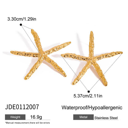 Stainless Steel Starfish Jewelry Titanium Steel Necklace Simple High-End Feel Jewelry Non-Fading Earrings Vacation Style