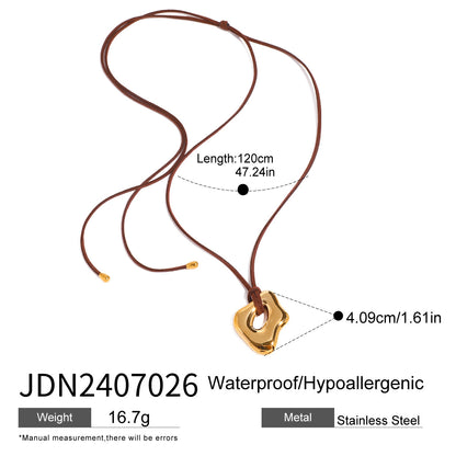 Stainless Steel Irregular Liquid Smooth Hollow Pendant Necklace Personality Fashion Choker Jewelry