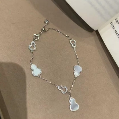 Pure Silver S925 Silver Gourd White Shell Bracelet Versatile High-End Elegant Design Exquisite Niche Fashion Matching