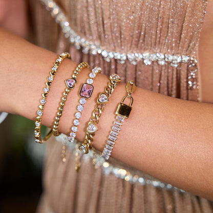 Heart Stainless Steel Zircon Bracelet Light Luxury High-End Jewelry Non-Fading Titanium Steel Accessories for Women