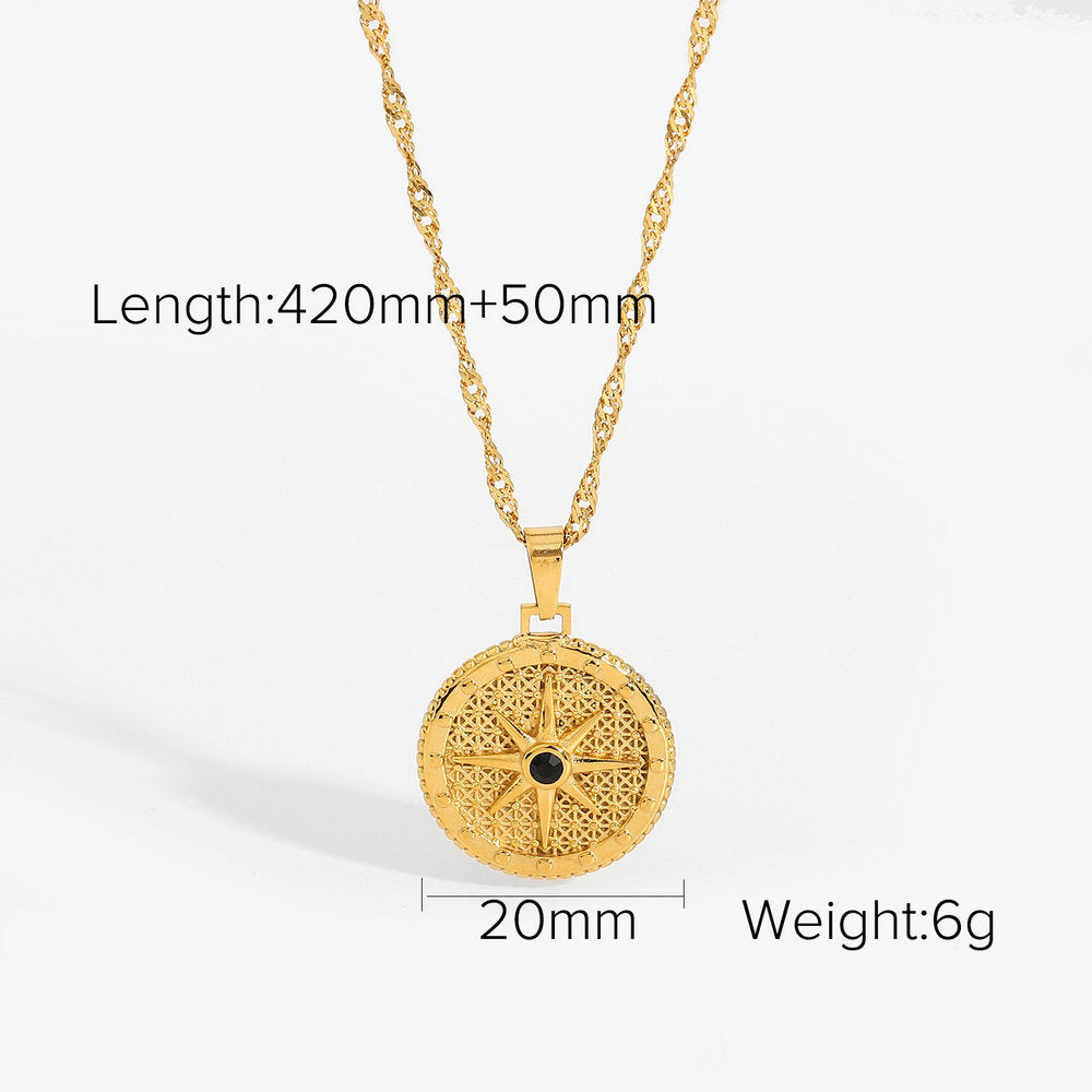 Jewelry Stainless Steel Eight-Pointed Star Zircon Necklace Pendant High-End Clavicle Chain Titanium Steel Necklace