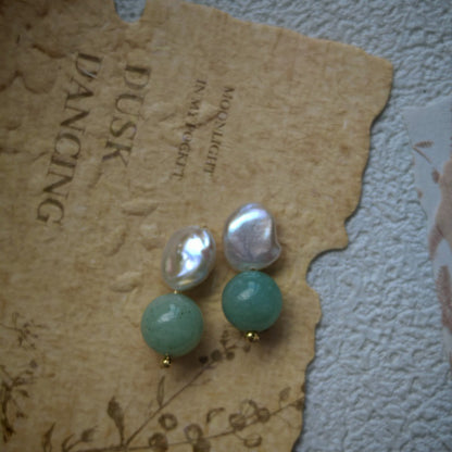 Natural  Pearl Turquoise Pink Crystal Amethyst Irregular 925 Silver Needle Irregular Earrings Ear Jewelry