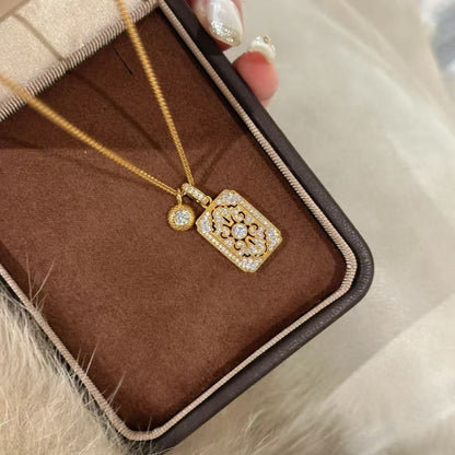 High Carbon Diamond No Matter Brand Necklace Ancient Method gold Full Diamond Exquisite Collarbone Chain Women's Necklace