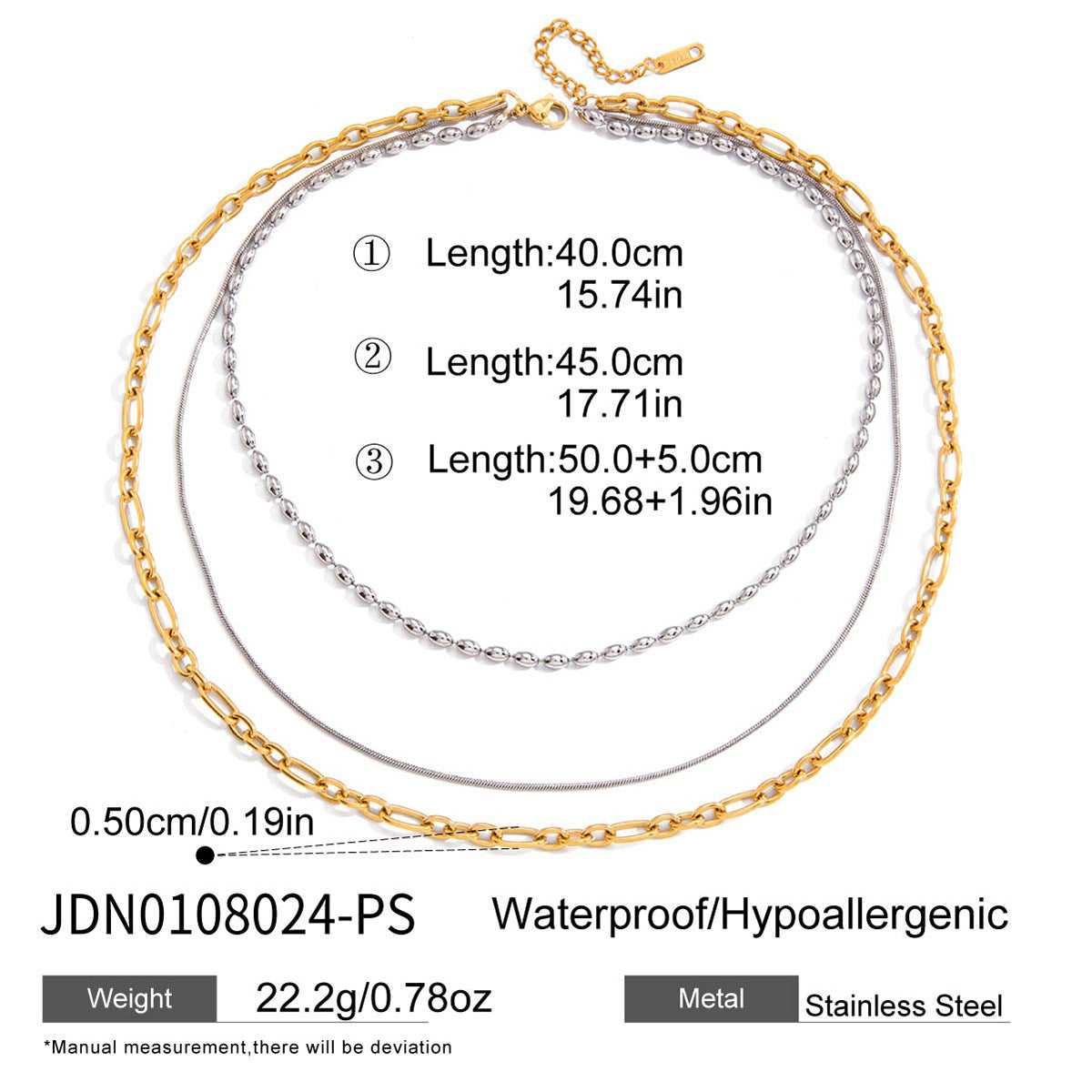 Three-layer Stacked Titanium Steel Necklace Accessories for Women, Light Luxury High-end Clavicle Chain Stainless Steel Jewelry