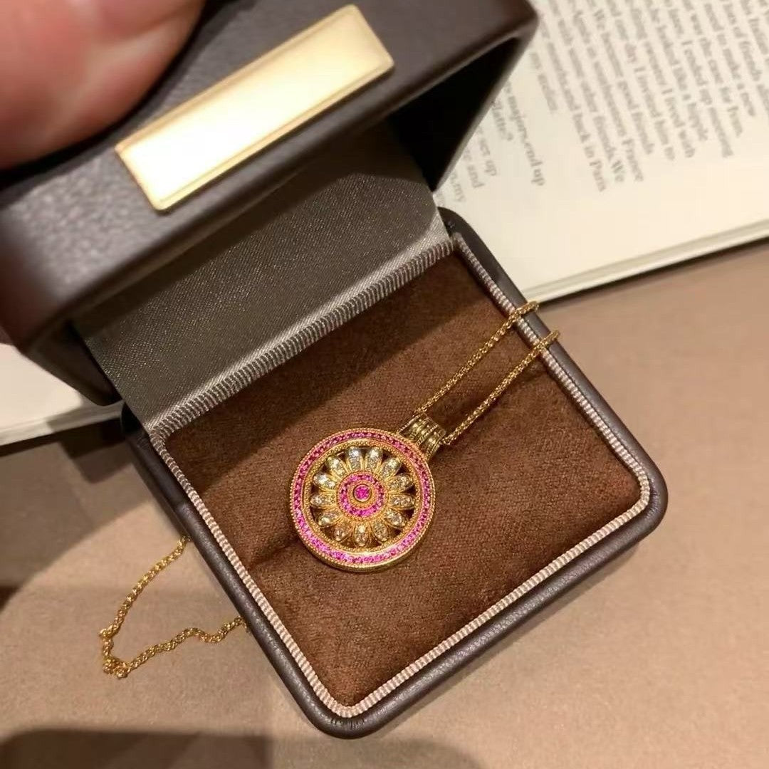 Italian Craft Brushed Light Spring Series Rose Full Diamond Double-Sided Wear Brushed Craft Compass Exquisite Light Luxury