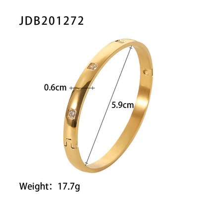 INS Style Summer Titanium Steel Bracelet Women's Fashion Versatile Stainless Steel Zircon Inlaid Bracelet Vintage Bangle