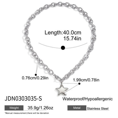 Five-Pointed Star Stainless Steel Necklace Light Luxury Niche Jewelry for Women High-End Titanium Steel Bracelet Accessories