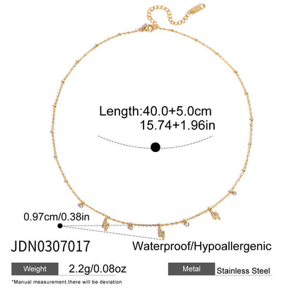 Titanium Steel Zircon Necklace for Women, Light Luxury High-End Clavicle Chain, Non-Fading Stainless Steel Jewelry