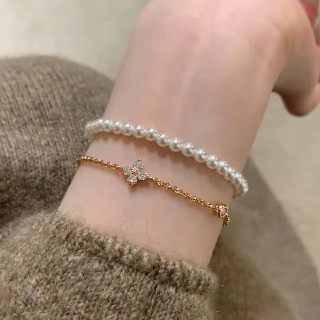 Sterling Silver S925 High Carbon Diamond Four-Leaf Clover Bracelet Light Luxury High-End Exquisite Niche Design Jewelry