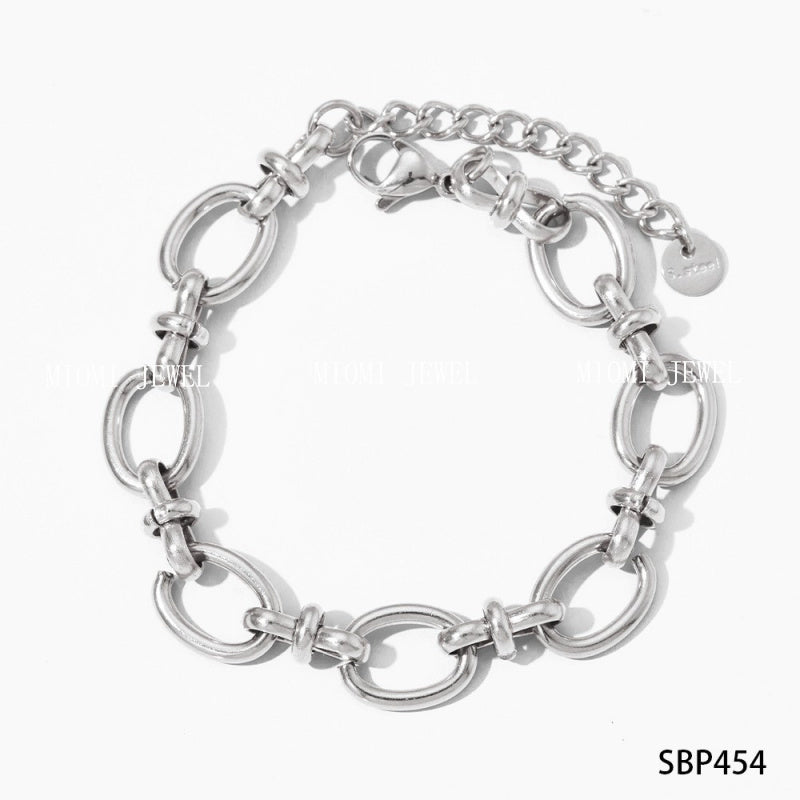 Stackable Bracelet Set Combination Stainless Steel Exquisite Diamond-Encrusted Wide Strap Mesh Chain Heart Bracelet Versatile Set