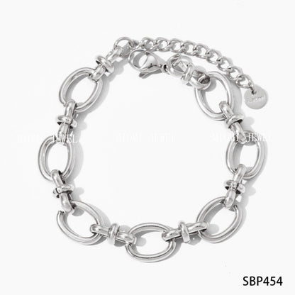 Stackable Bracelet Set Combination Stainless Steel Exquisite Diamond-Encrusted Wide Strap Mesh Chain Heart Bracelet Versatile Set