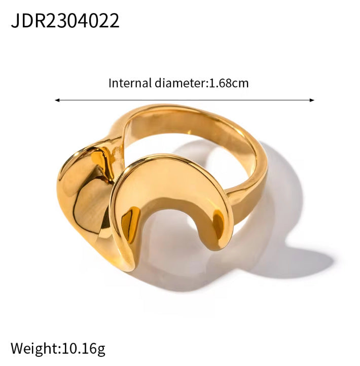 Ins Style Colorless High-end Simple Gold Steel Series Stainless Steel Plain Ring Jewelry