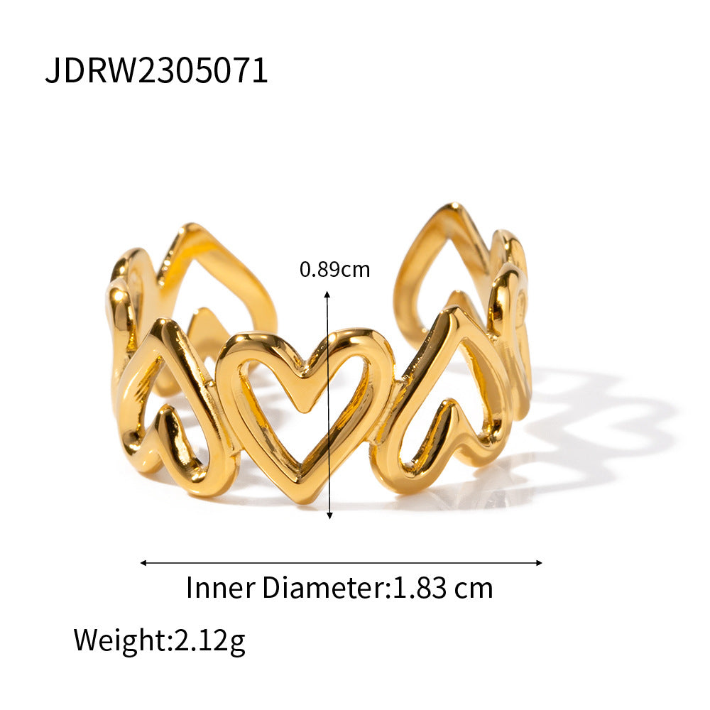 Ins Style Colorless High-end Simple Gold Steel Series Stainless Steel Plain Ring Jewelry