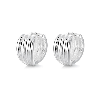 S925 Sterling Silver Korean Style Line Earrings Multi-layer Striped Minimalist Elegant Ins Ear Piercing Versatile Earrings
