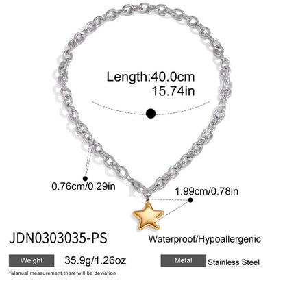 Five-Pointed Star Stainless Steel Necklace Light Luxury Niche Jewelry for Women High-End Titanium Steel Bracelet Accessories