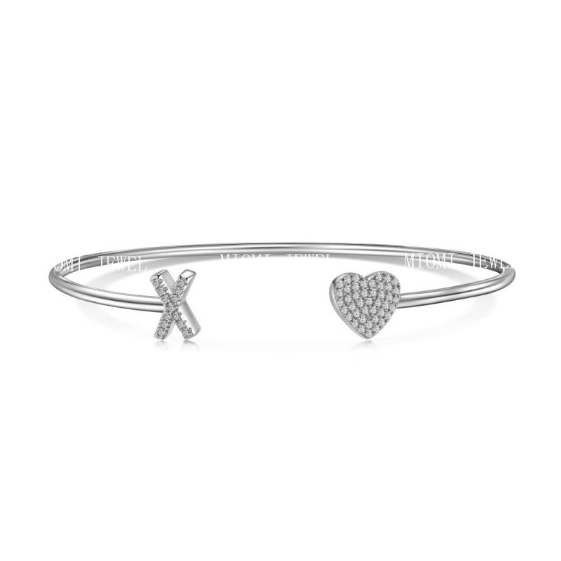 S925 Sterling Silver English Letter Bracelet for Women with Micro Pave Zirconia, Light Luxury Personality Style Bracelet