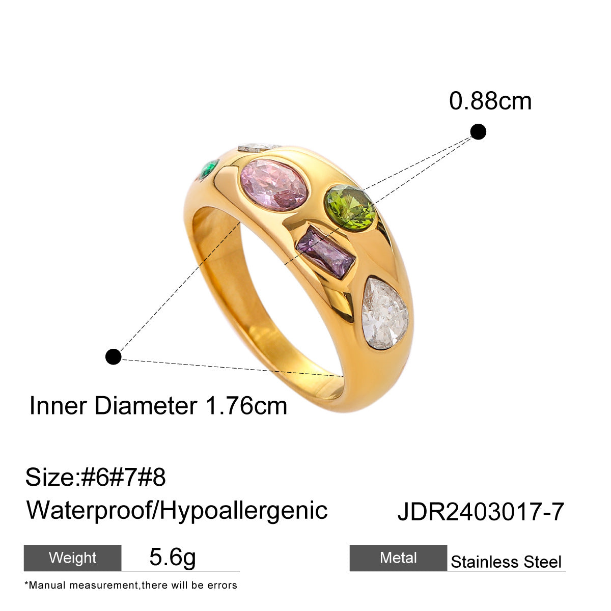 Stainless Steel Exaggerated Zircon Ring High-end Vintage Ring Titanium Steel Jewelry Rings