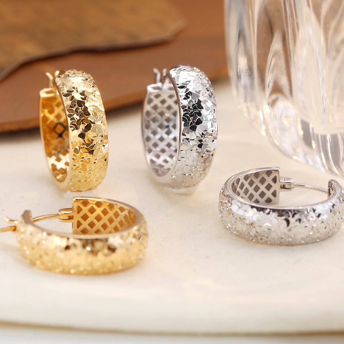 Pure Silver S925 CNC Craft Ice Chip Earrings Minimalist Style Versatile