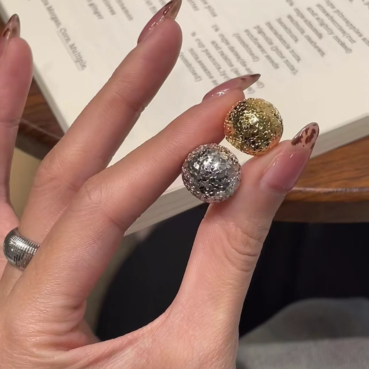 Light Luxury Jewelry Pure Silver S925 Real Gold Plated Crushed Ice Sparkling Pinecone Earrings Fish Scale Hong Kong Style Versatile High-end