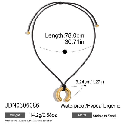 Black Rope Titanium Steel Necklace Niche Design Sense Collarbone Chain Non-Fading Hot-Selling Stainless Steel Jewelry