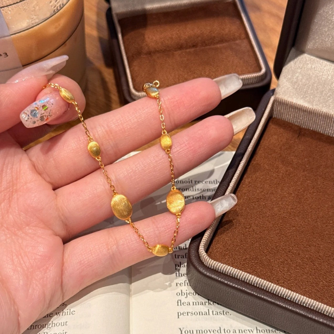 Brushed Craft Bead Bracelet Simple Minimalist Style Light Luxury High-end Feel Bracelet Niche Design Jewelry