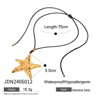 Stainless Steel Starfish Black Rope Necklace High-End Collarbone Chain Titanium Steel Jewelry Necklace