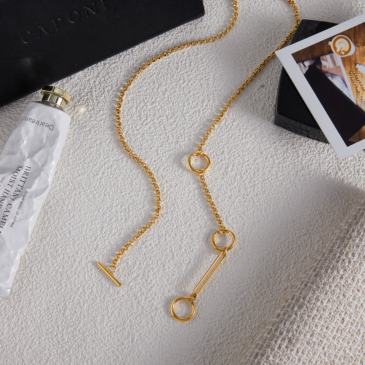 Titanium Steel Necklace Accessories for Women, Light Luxury High-End Feel, OT Clasp Y-Chain Stainless Steel Jewelry Hot Item