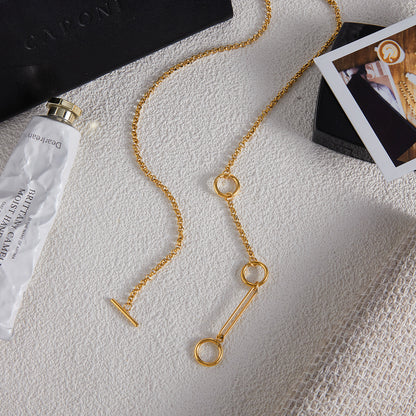 Titanium Steel Necklace Accessories for Women, Light Luxury High-End Feel, OT Clasp Y-Chain Stainless Steel Jewelry Hot Item