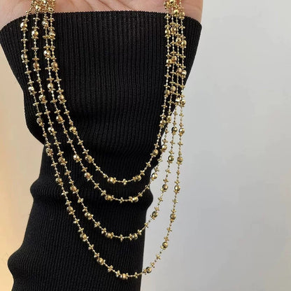 High Quality S925Sterling Silver Plated18K Real Gold Italian Fairy Necklace Handmade Sparkling Diamond Cut Women's Collarbone Chain