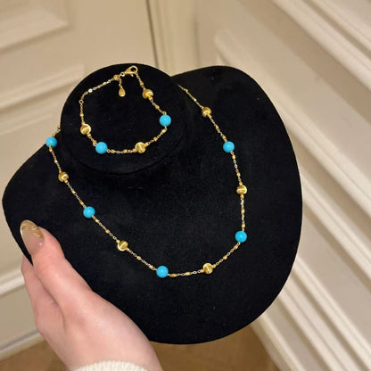 Pure Silver S925 Light Luxury Blue Pine Cat's Eye Bracelet Fashion Retro Exquisite Niche Design Sense Simple Elegant Versatile