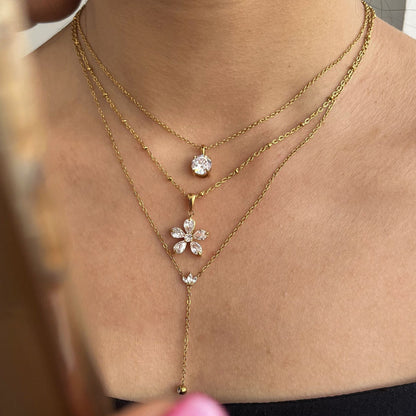 Flower Titanium Steel Zircon Necklace Light Luxury High-end Clavicle Chain Non-fading Jewelry Stainless Steel Accessories