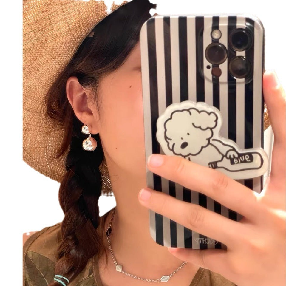 French Style Pure Silver S925 Double Ball Silver Ball Simple Versatile Exquisite 925 Earrings Fashion Personality Minimalist