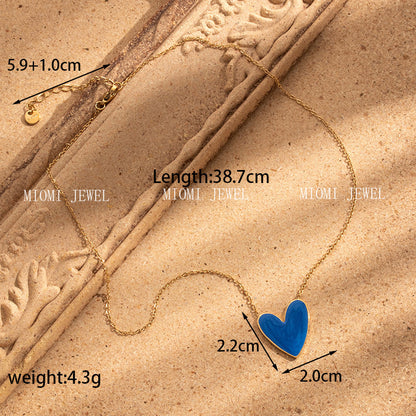 gold plated Titanium Steel Simple Versatile Stainless Steel Oil Painting Heart necklace