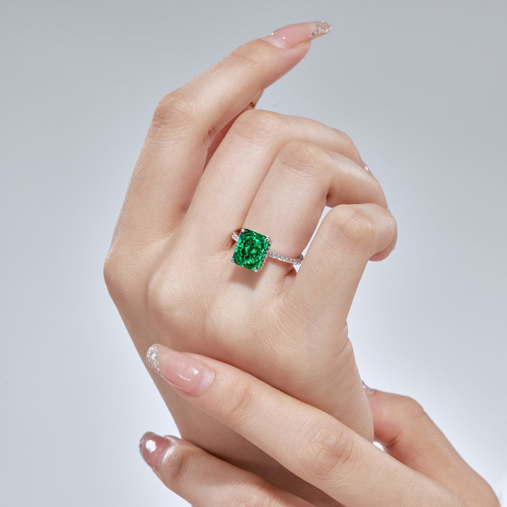 High Carbon Diamond Jewelry S925 Sterling Silver Heavy Craft Ring for Women 8A Zircon Square Ice Flower Cut Gemstone Ring