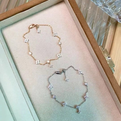 Sterling Silver S925 High Carbon Diamond Four-Leaf Clover Bracelet Light Luxury High-End Exquisite Niche Design Jewelry