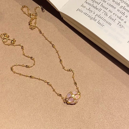 Pure Silver S925 Natural White Shell Pink Shell Lulutong Necklace Light Luxury High-end Feel Elegant Versatile Jewelry Simple Niche