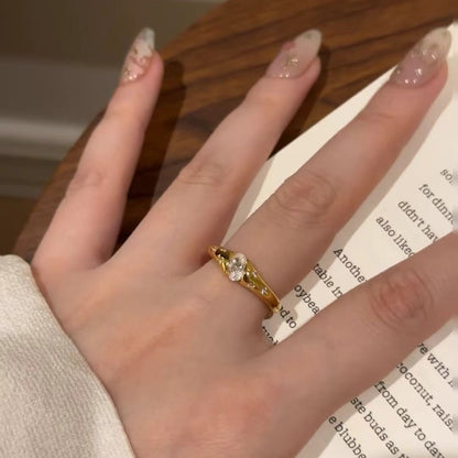 Italian Old Money Style Vintage Light Luxury High-End Jewelry High Carbon Diamond 925 Sterling Silver Starburst Ring