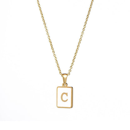18K Gold Stainless Steel Letter A-Z Necklace Jewelry White Shell Letter Pendant Necklace for Women