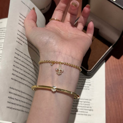 Pure Silver S925 Laser Bead Iris Flower Bracelet Light Luxury High-end Industrial Craft Exquisite Niche Versatile Jewelry