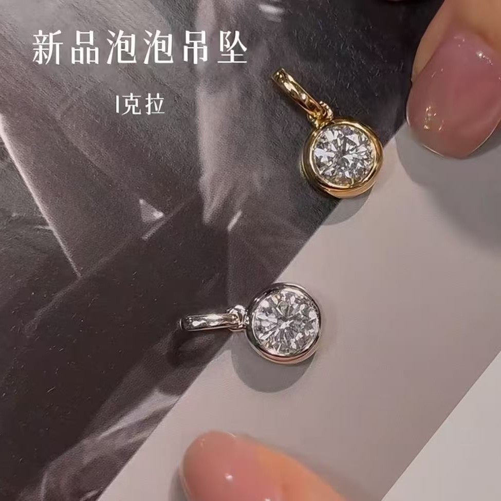 S925 Sterling Silver Bubble Necklace Flashing Diamond Collarbone Chain Simple Elegant High-end Feel