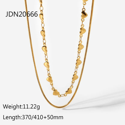 Double Layer Stacked Titanium Steel Necklace Light Luxury High-end Clavicle Chain Stainless Steel Jewelry Non-fading