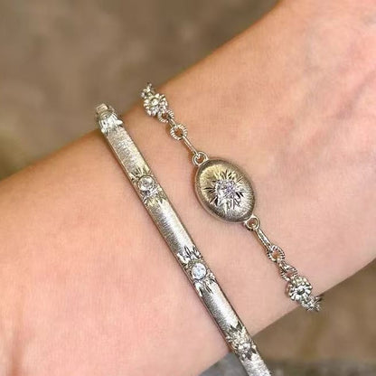 Italian Craft Cloth Home Style Brushed Craft High Carbon Diamond Small Silver Bean Bracelet Light Luxury High-end Feel